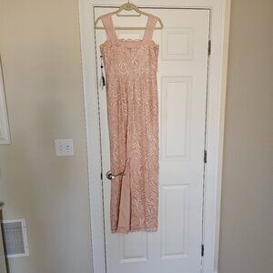 Adrianna Papell Pink lace sequined gown
